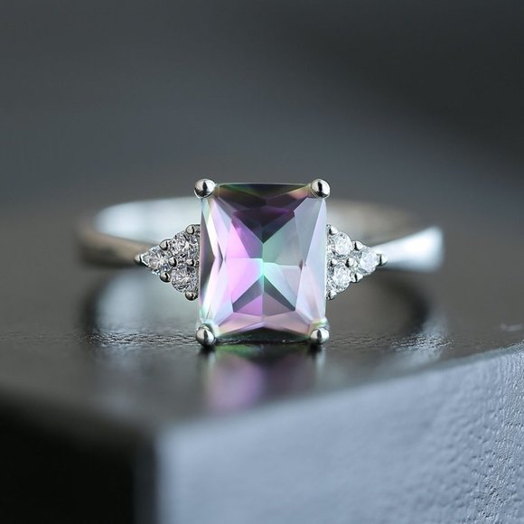 🎁Dainty Radiant Cut Pure Gemstone Zircon Trendy Rings for Women, EVGG1434 - Picture 6 of 6